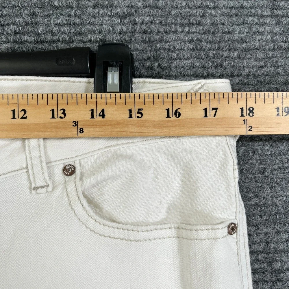 Free People Denim Pants Womens 31 White Herringbone Slit Hem Casual Jeans